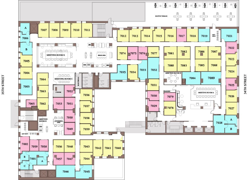 7th Floor floor plan at Jay Suites 34th Street