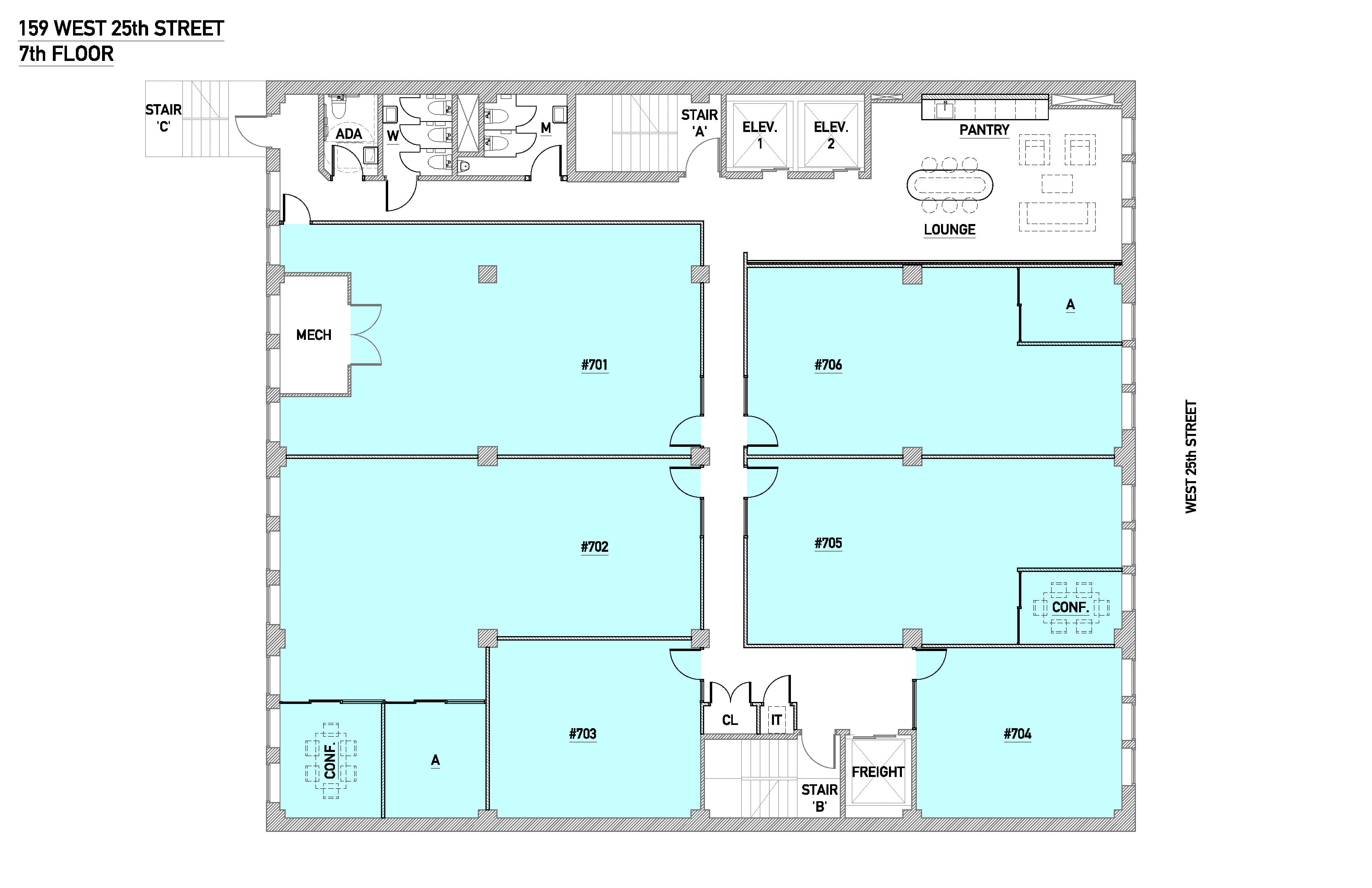 7th Floor floor plan at Jay Suites Chelsea
