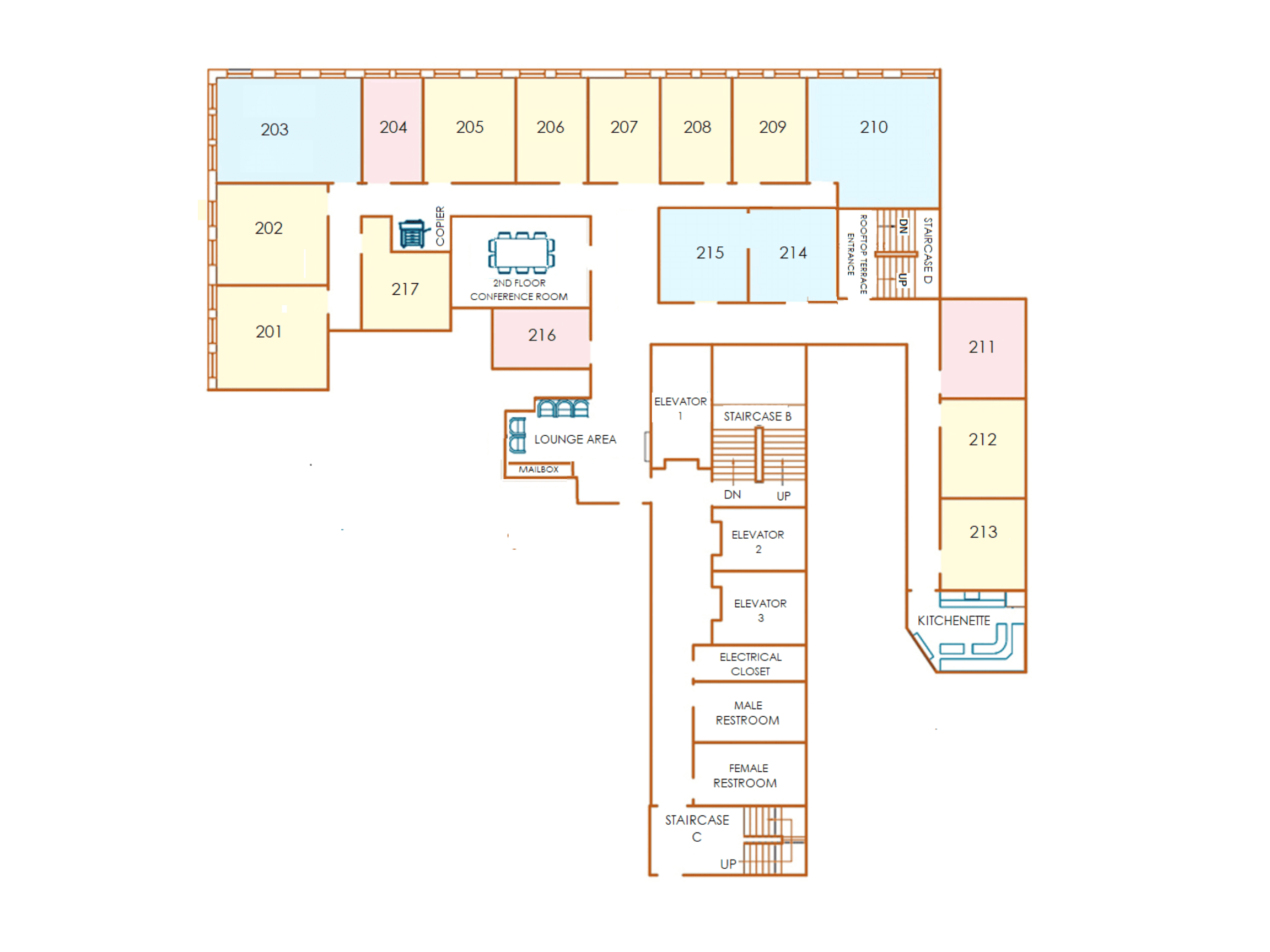 2nd Floor floor plan at Jay Suites Grand Central