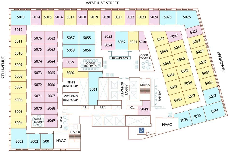 5th Floor floor plan at Jay Suites Bryant Park