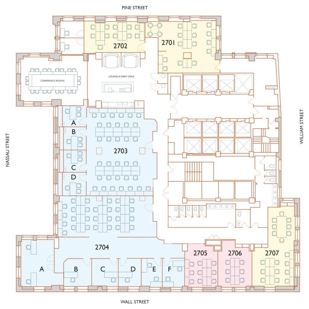 27th Floor floor plan at Jay Suites Wall Street