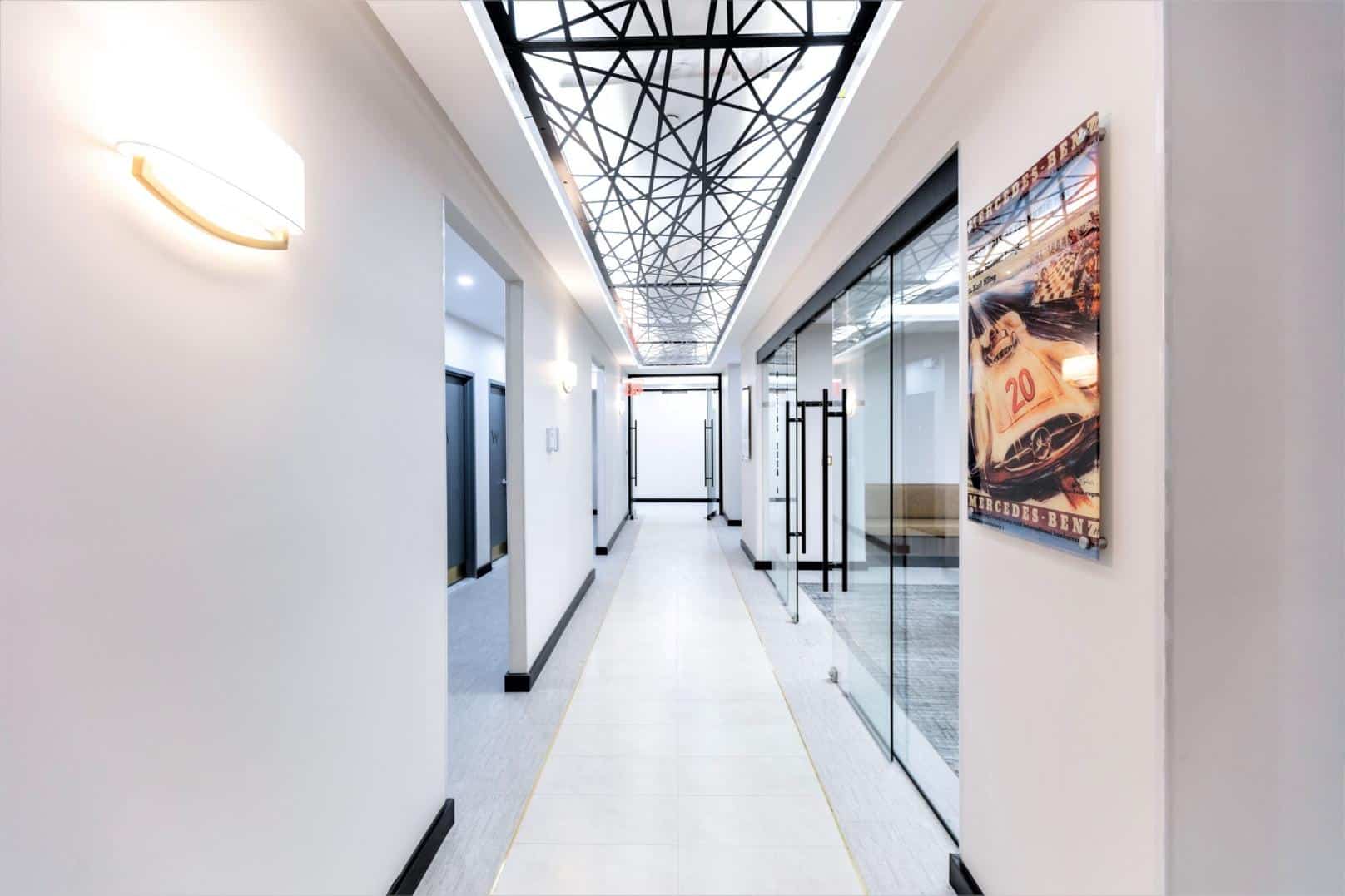 Stone Hallways with Designer Ceilings