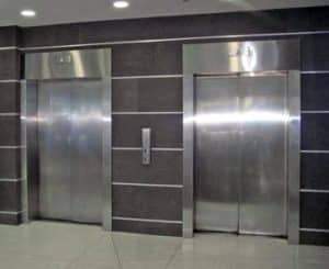 elevator bank at office rental center in New York