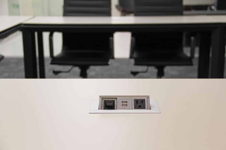 In-Table Ports with HDMI, Power and USB Charging Ports