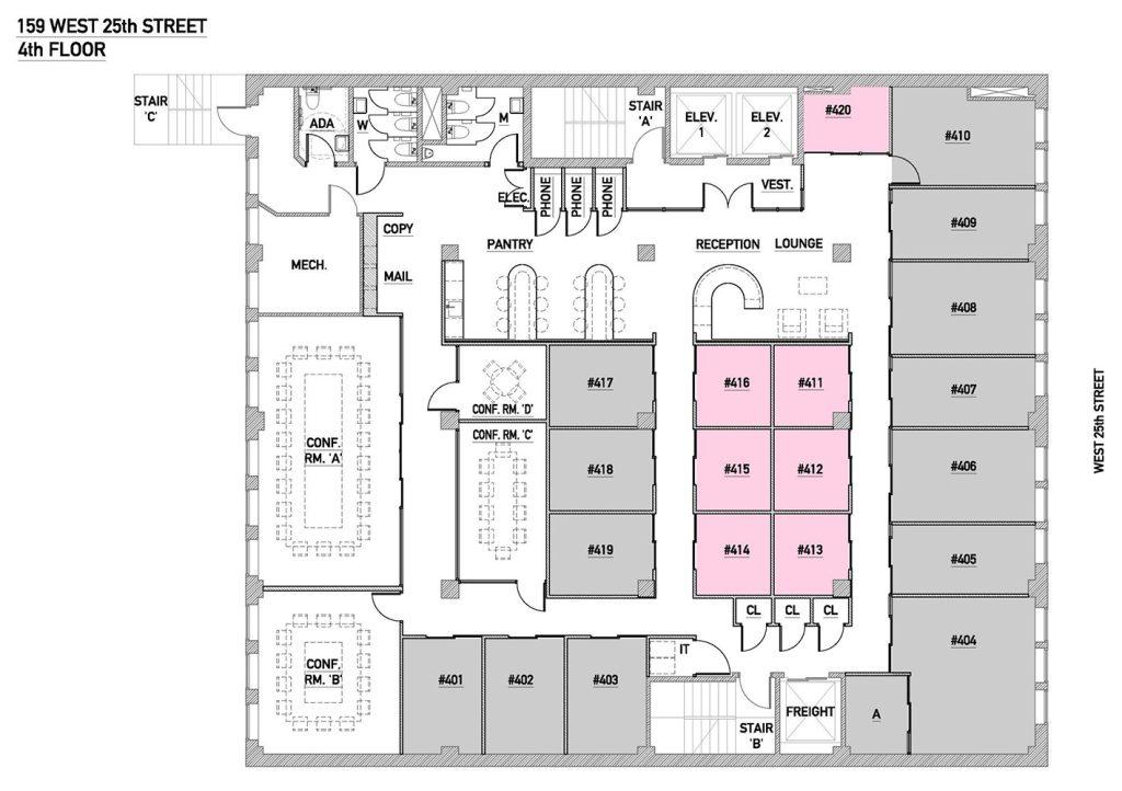Chelsea Floor-plan 4th Floor 1-2 People